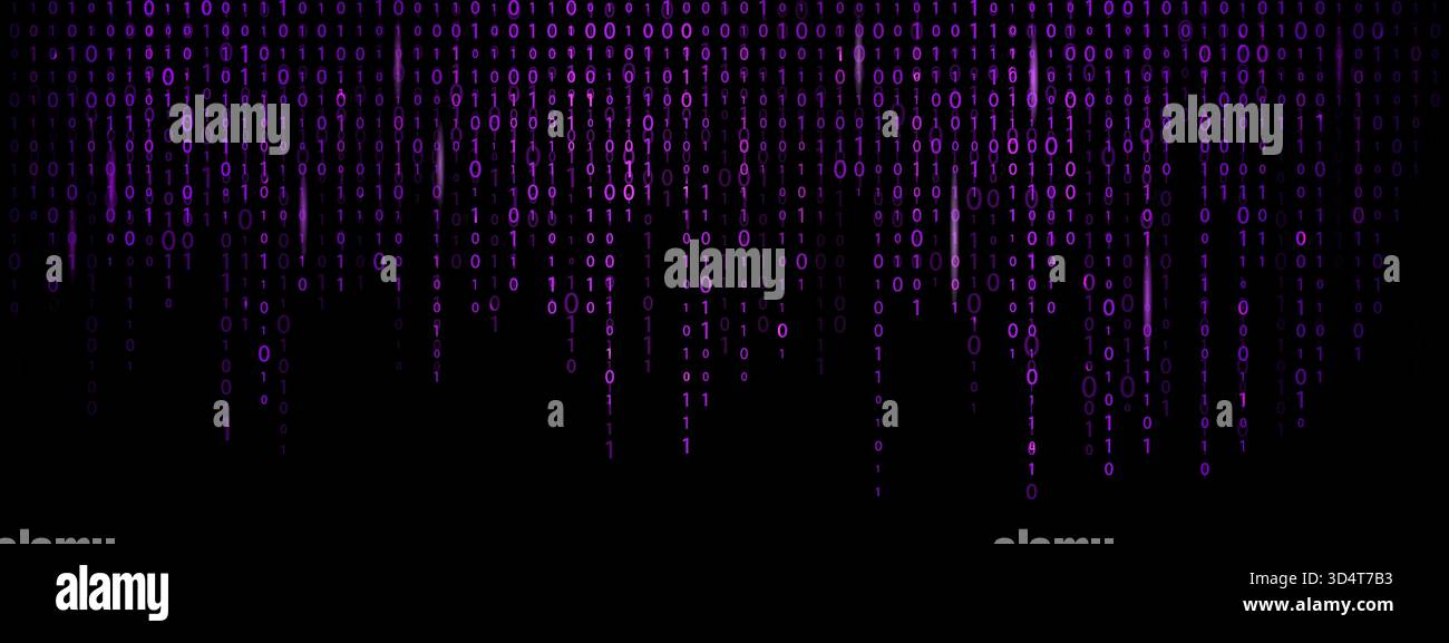 Binary code rain bg. Matrix style background. High-tech cyber effect with green glowing numbers Stock Vector