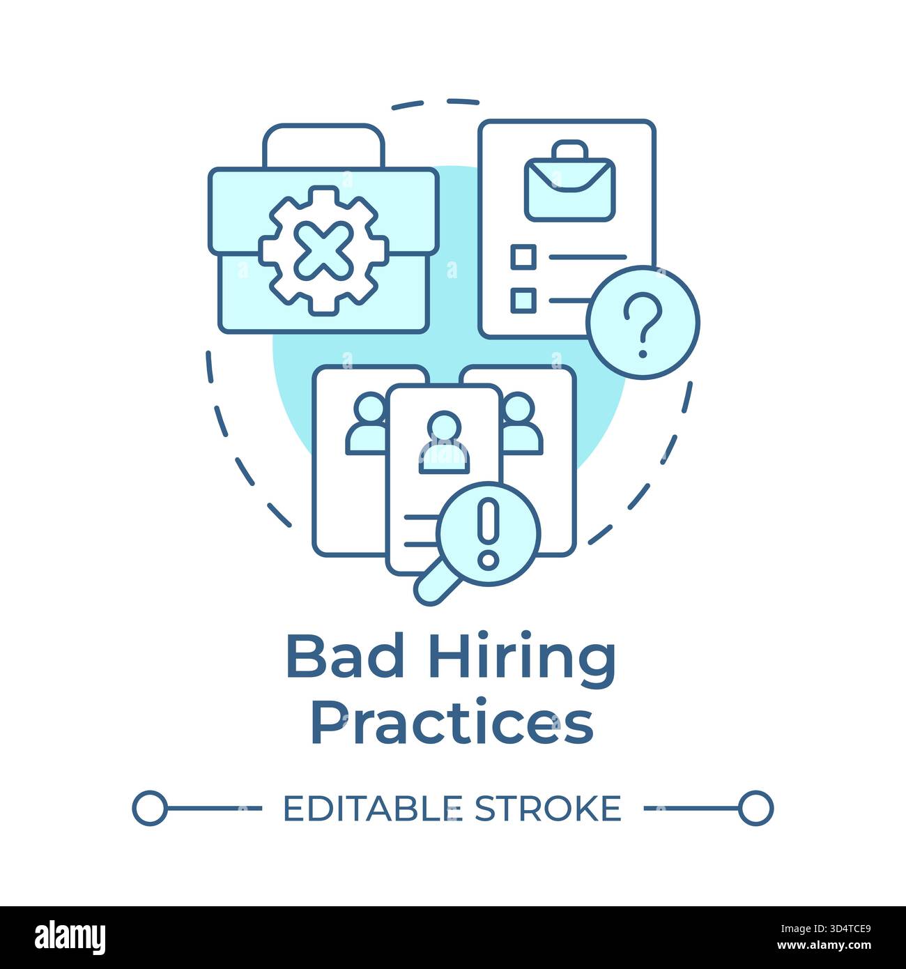 Bad hiring practices soft blue concept icon Stock Vector