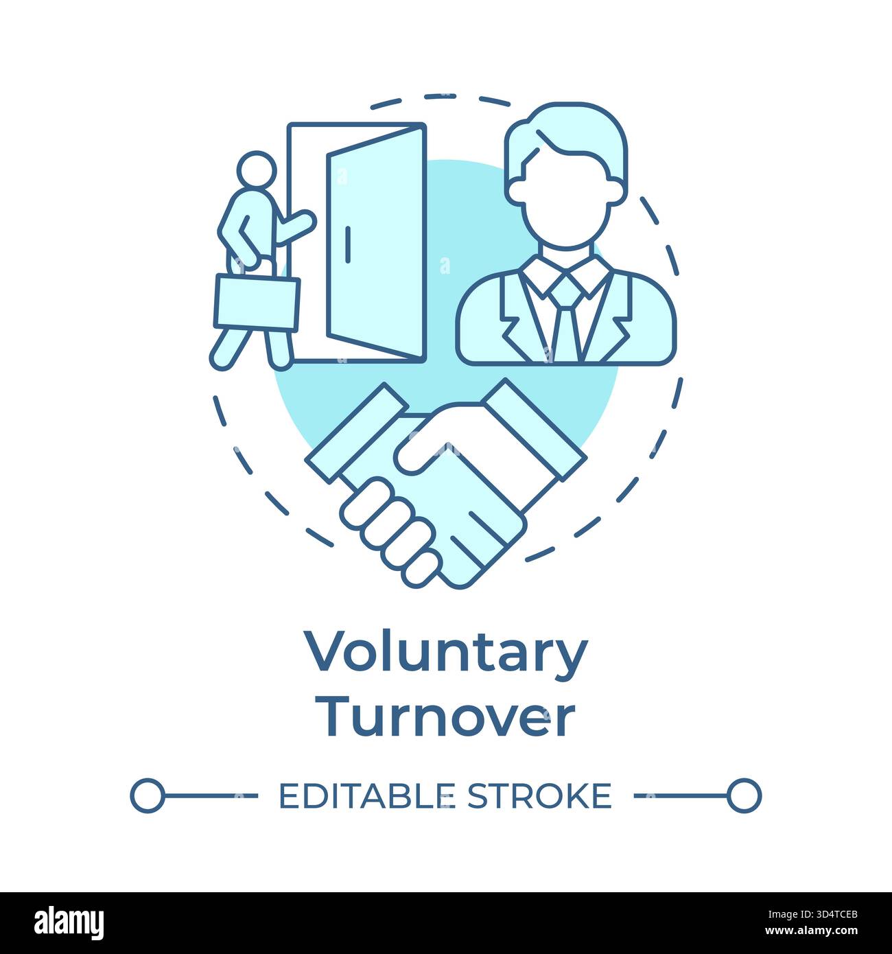 Voluntary turnover soft blue concept icon Stock Vector