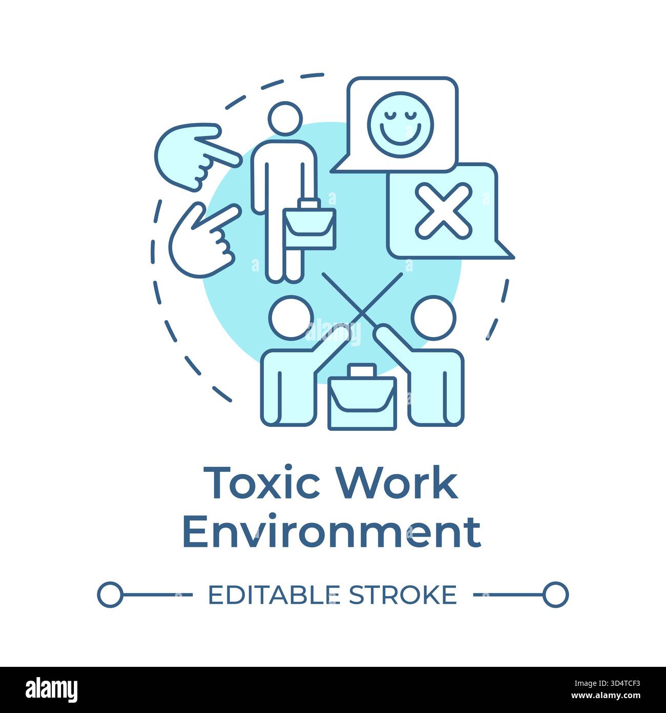 Toxic work environment soft blue concept icon Stock Vector
