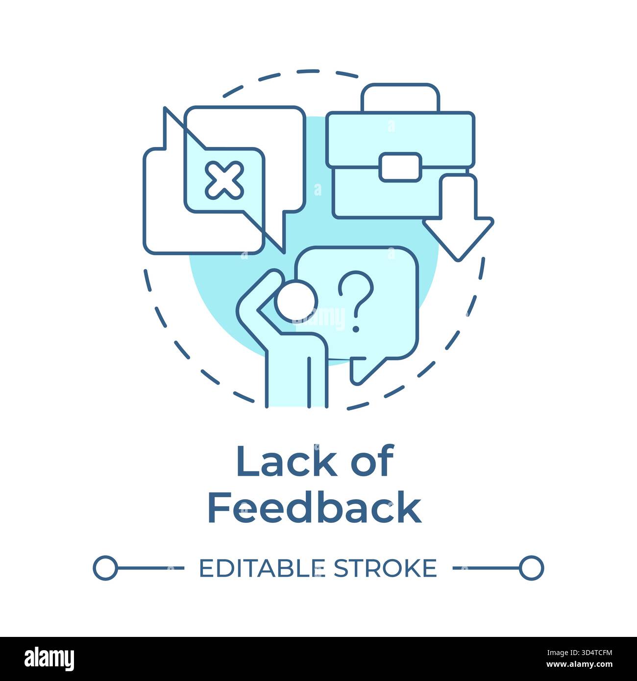 Lack of feedback soft blue concept icon Stock Vector