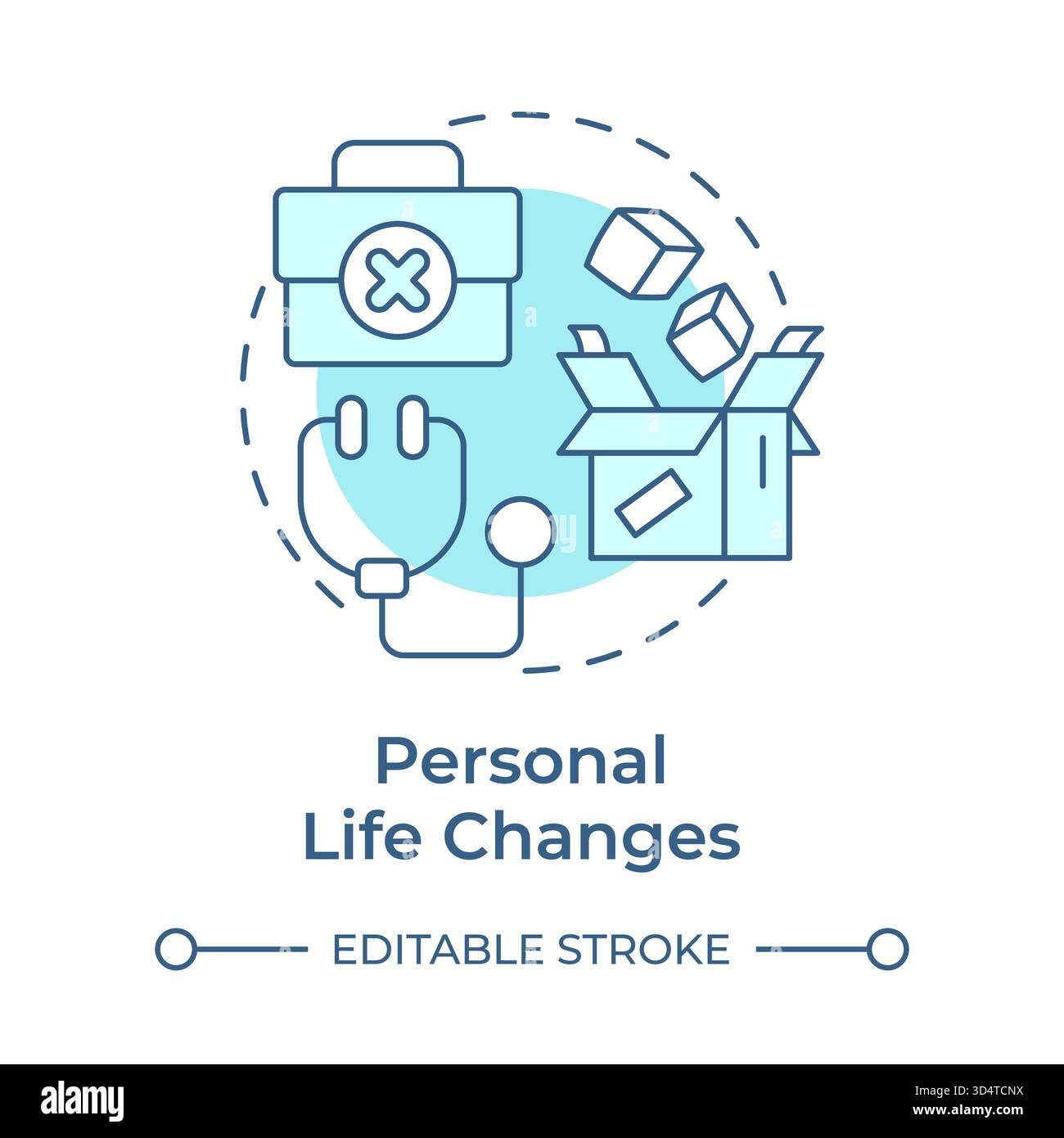 Personal life changes soft blue concept icon Stock Vector