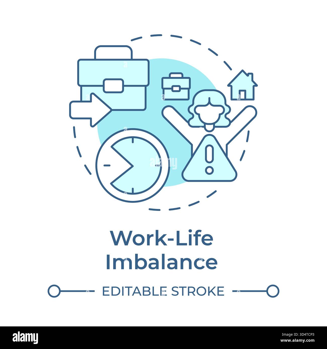 Work life imbalance soft blue concept icon Stock Vector