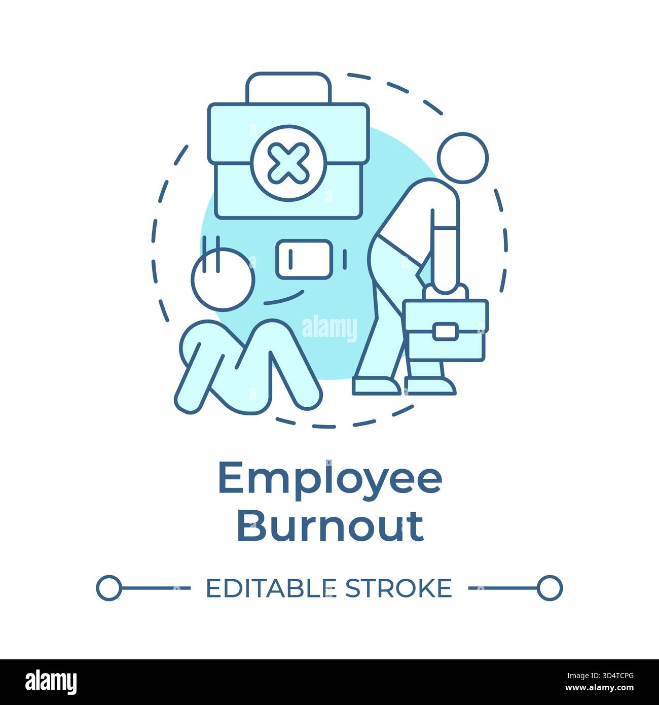 Employee burnout soft blue concept icon Stock Vector