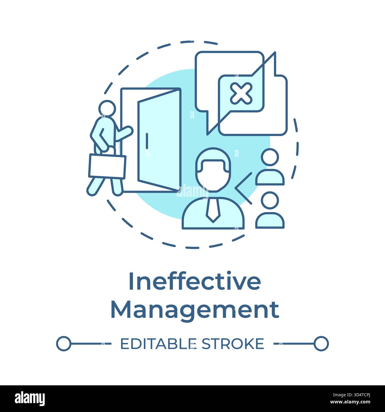 Ineffective management soft blue concept icon Stock Vector