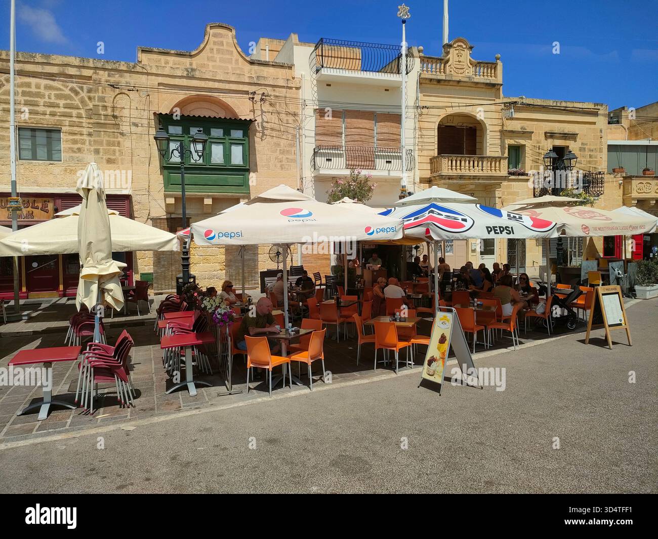 Cafe in Xaghra, Gozo island, Malta, near Ġgantija temple complex - Smartphone Captured Stock Image