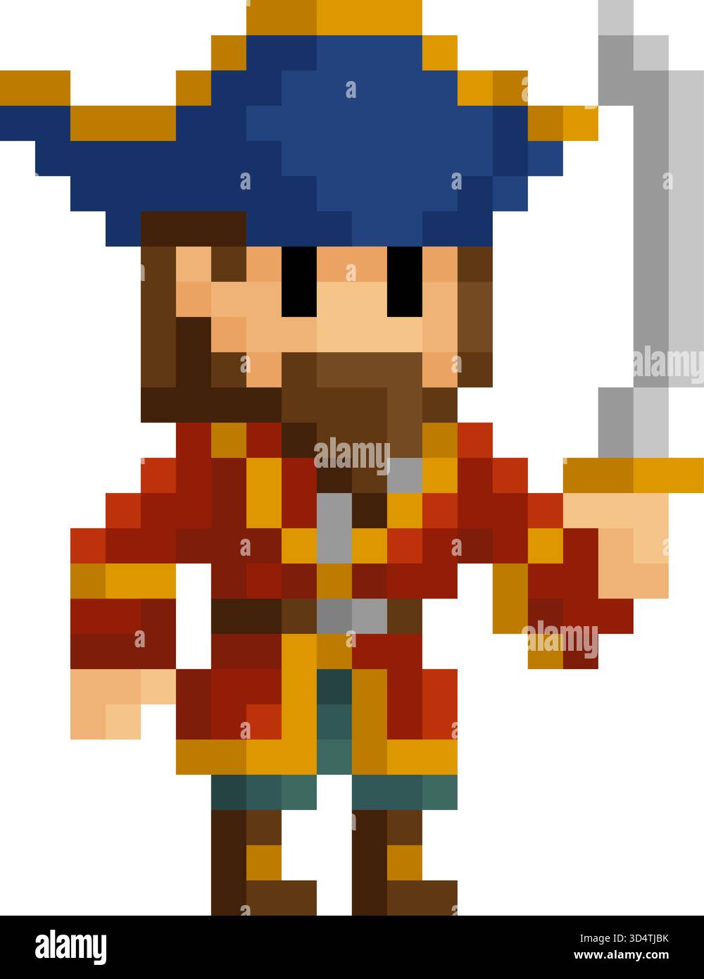 Pirate Fantasy Pixel Art Game Cartoon Character Stock Vector Image ...