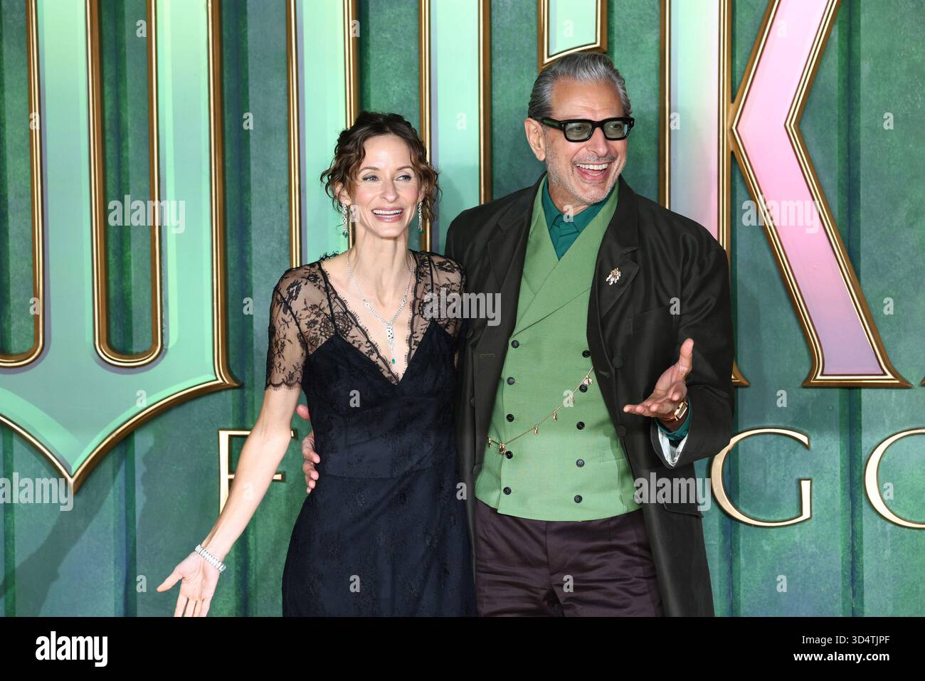 London, UK. Emilie Livingston and Jeff Goldblum at the Wicked For Good  premiere. Leicester Square. 10th November 2025. Ref:LMK430-S111125-001  Anfisa Polyushkevych/Landmark Media WWW.LMKMEDIA.COM Stock Photo - Alamy