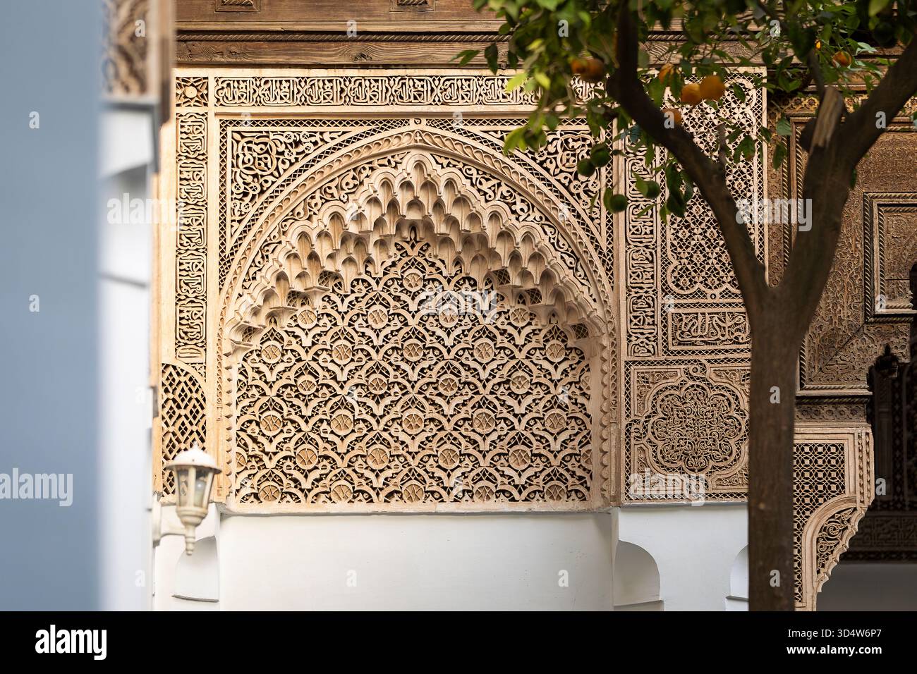 Sculpted stucco in the Small Riad, Bahia Palace. The stucco details at ...