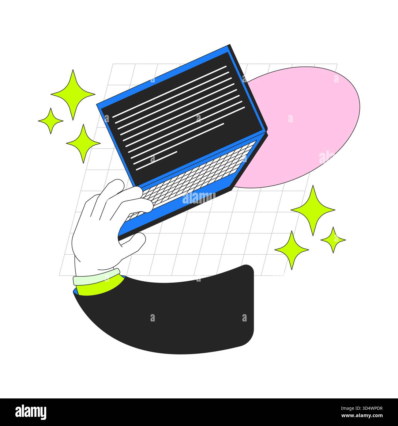 Working online 2D onboarding ui illustration Stock Vector