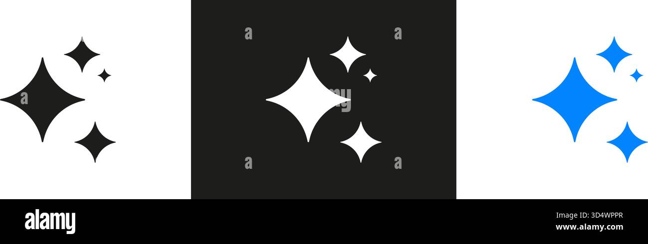 Generative AI Magic Sparkle Stars Logo Solid Icon Set. Artificial Intelligence Creative Tools Symbol Collection. Isolated Vector Illustration Stock Vector