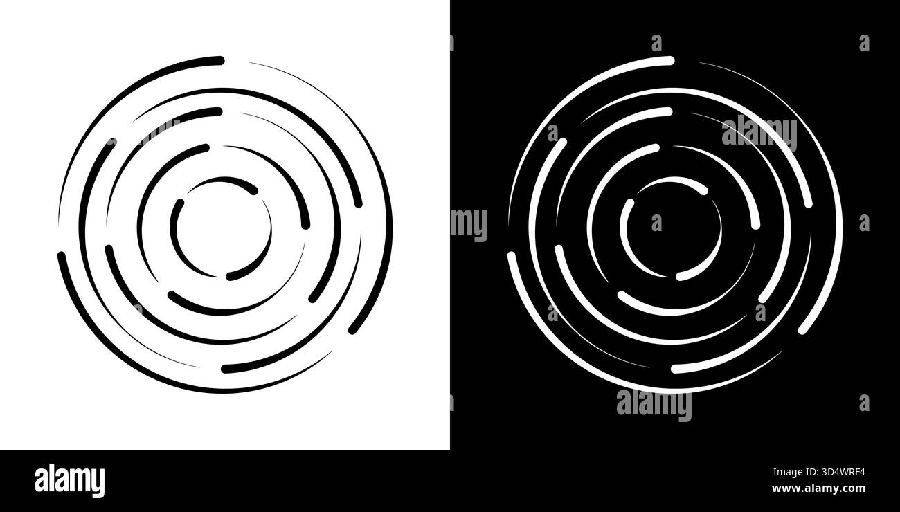 Abstract Concentric Circles Line Icon Set. Modern Circular Pattern And ...