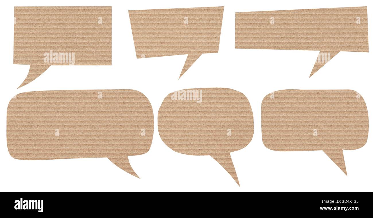 cardboard paper speech bubble set isolated mockup design element Stock Photo