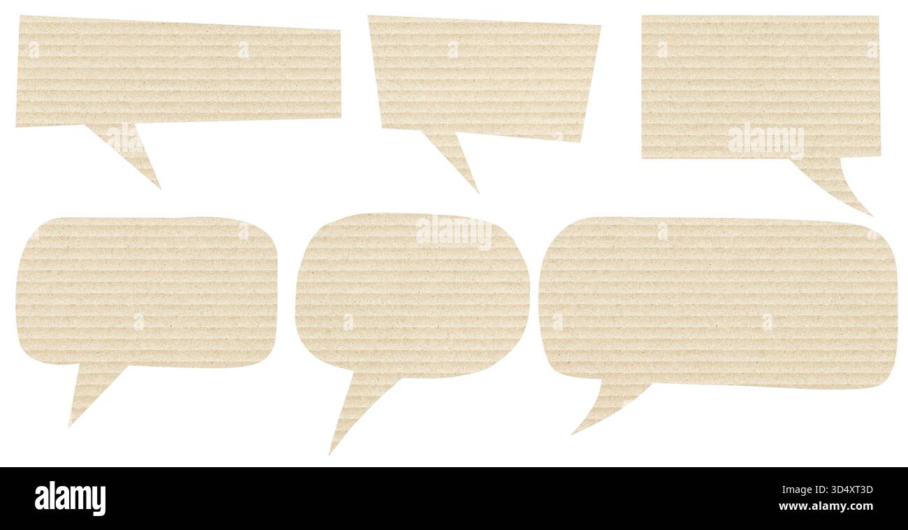 cardboard paper speech bubble set isolated mockup design element Stock Photo