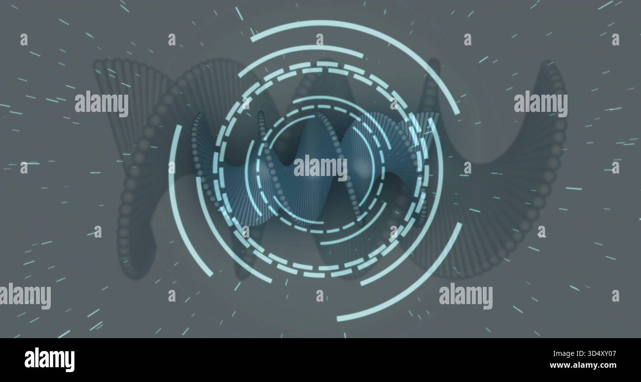 Rotating concentric HUD rings forming virtual interface at center ...