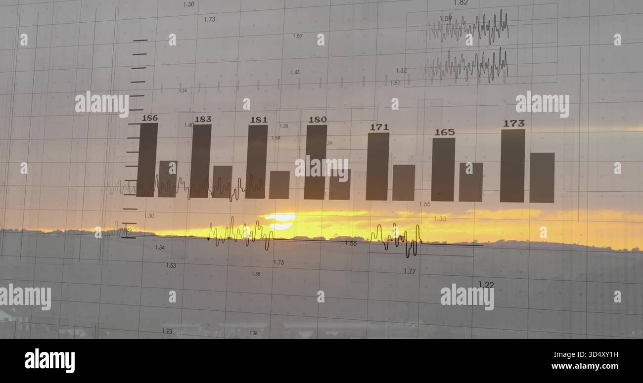 Sun Set Chart Displaying translucent data chart overlaying sunset through window ...