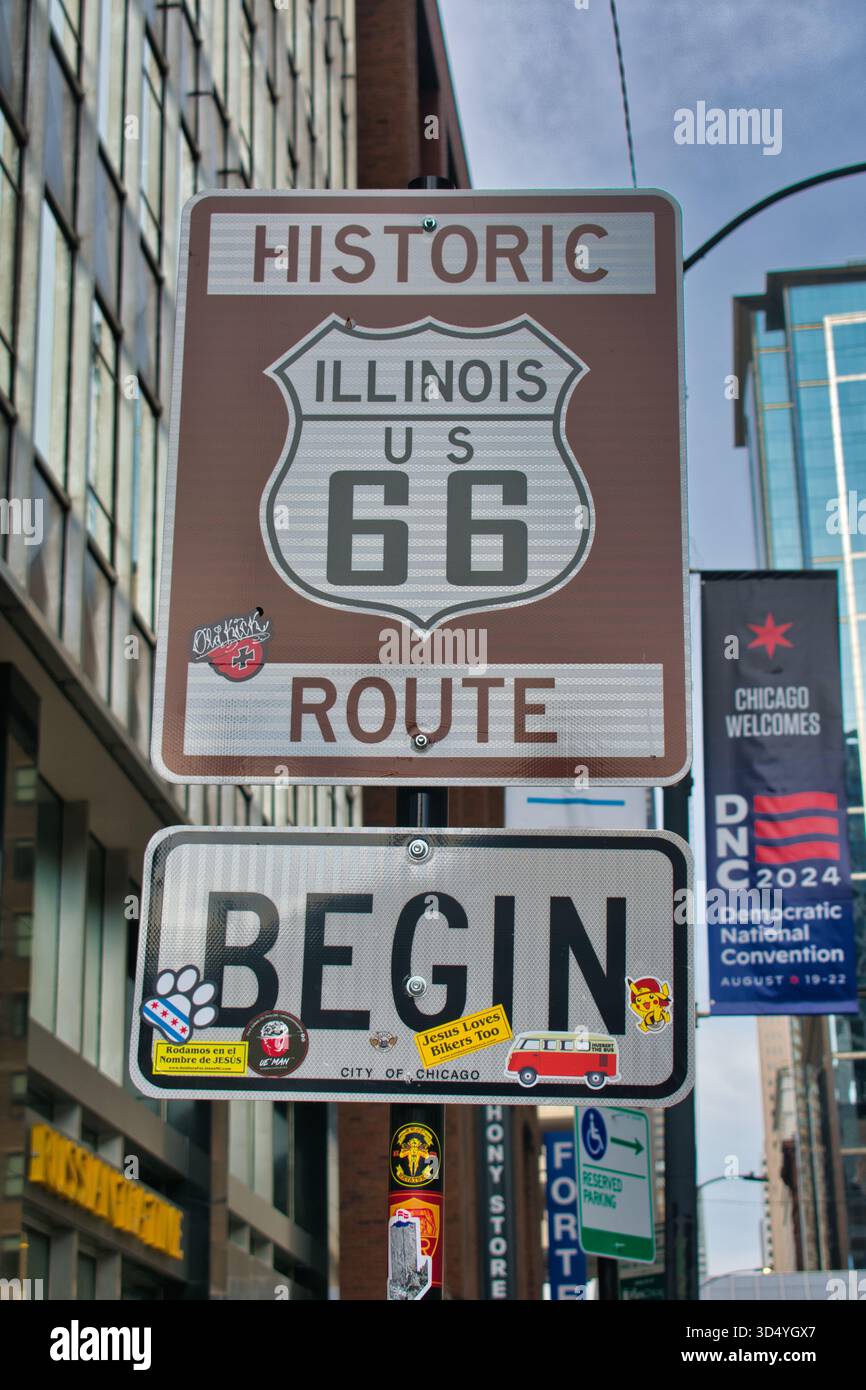 Chicago start of route 66 hi-res stock photography and images - Alamy