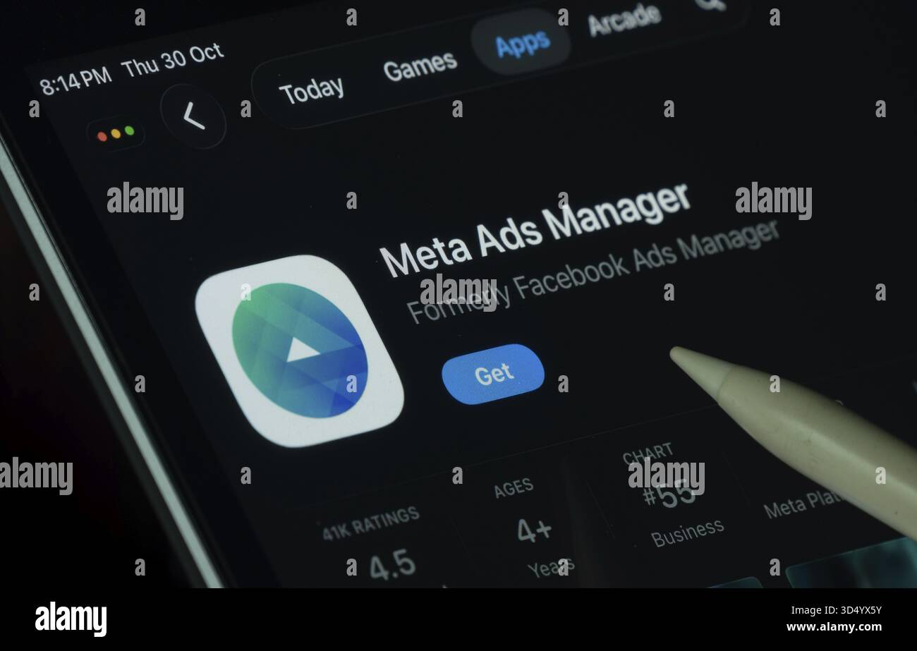Dhaka, Bangladesh- 30 Oct 2025: meta ads manager app displayed on a ...