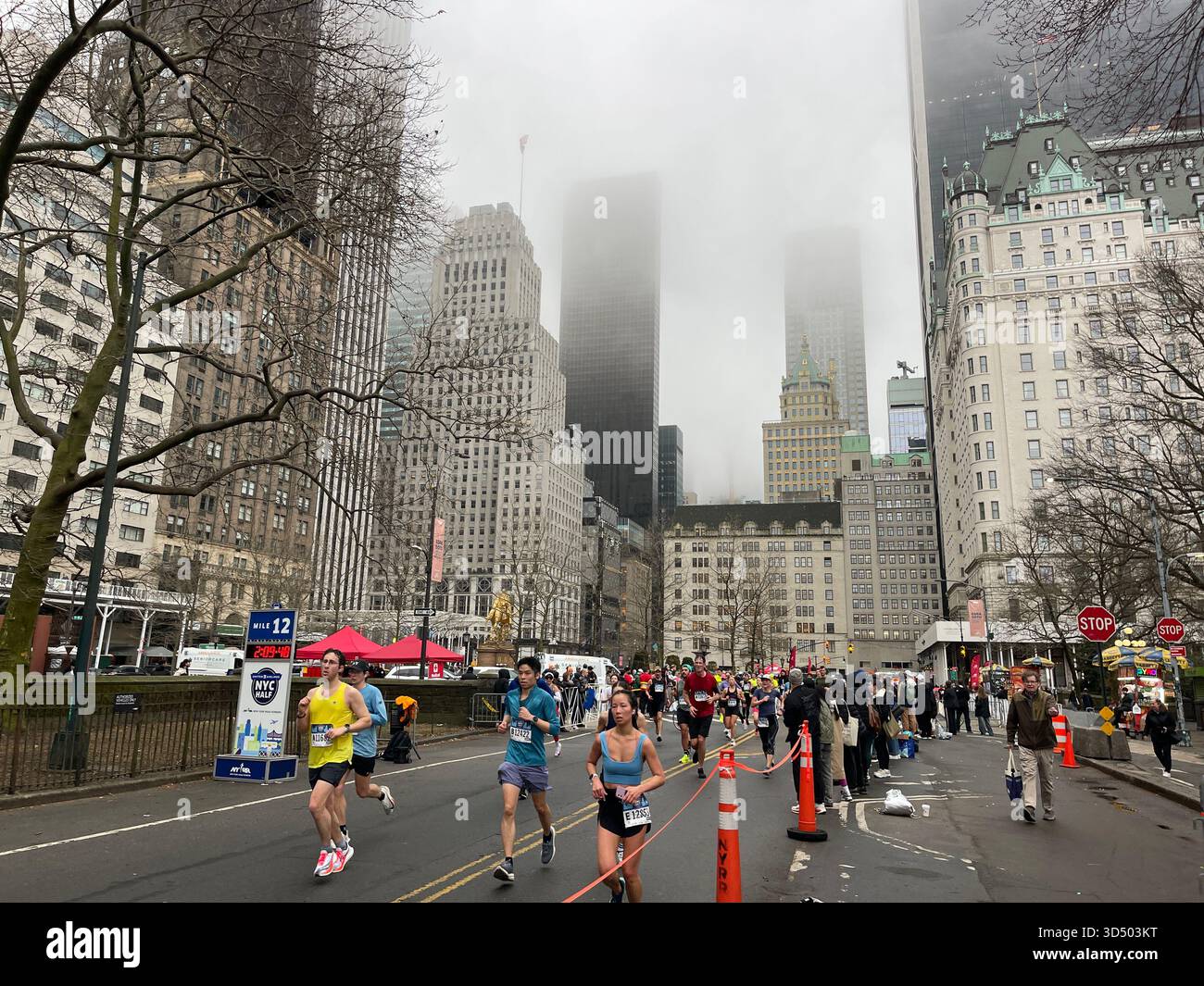 The city awakens under a soft, misty morning in New York City. - Smartphone Captured Stock Image