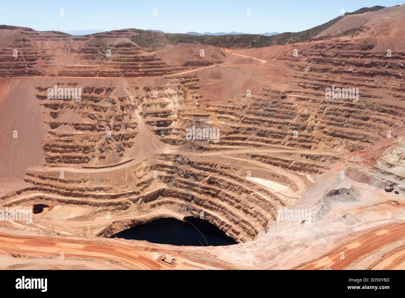 Views into the open pit Morenci copper mine operations in southeast Arizona Stock Photo