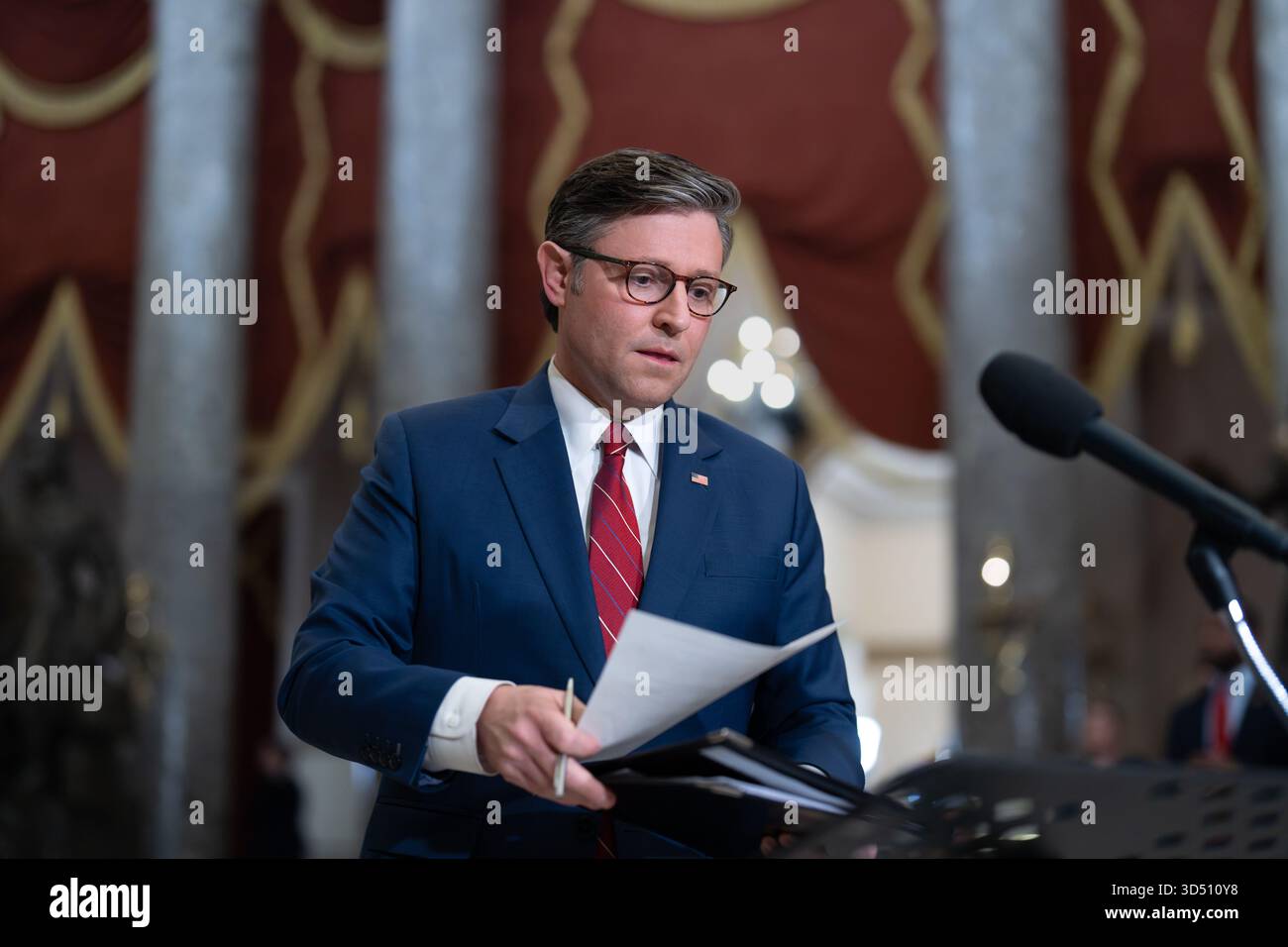 Speaker of the House Mike Johnson, R-La., speaks with reporters after ...