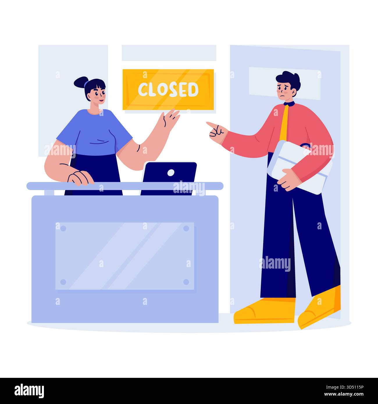 Customer service informs customer that service is closed flat design Stock Vector