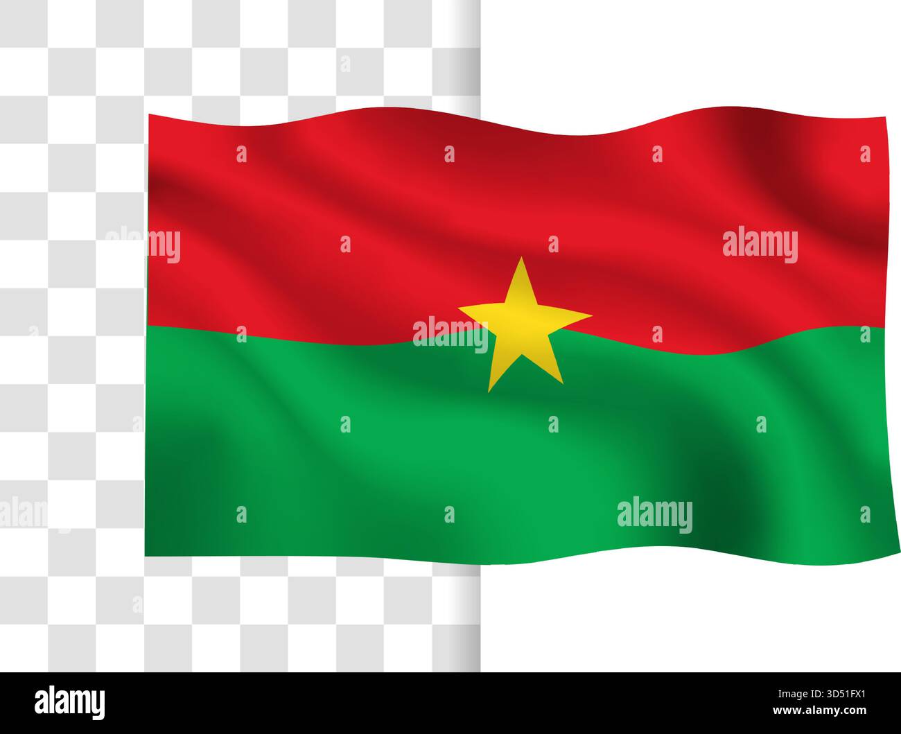 Burkina Faso Flag Vector Featuring Yellow Star on Red and Green