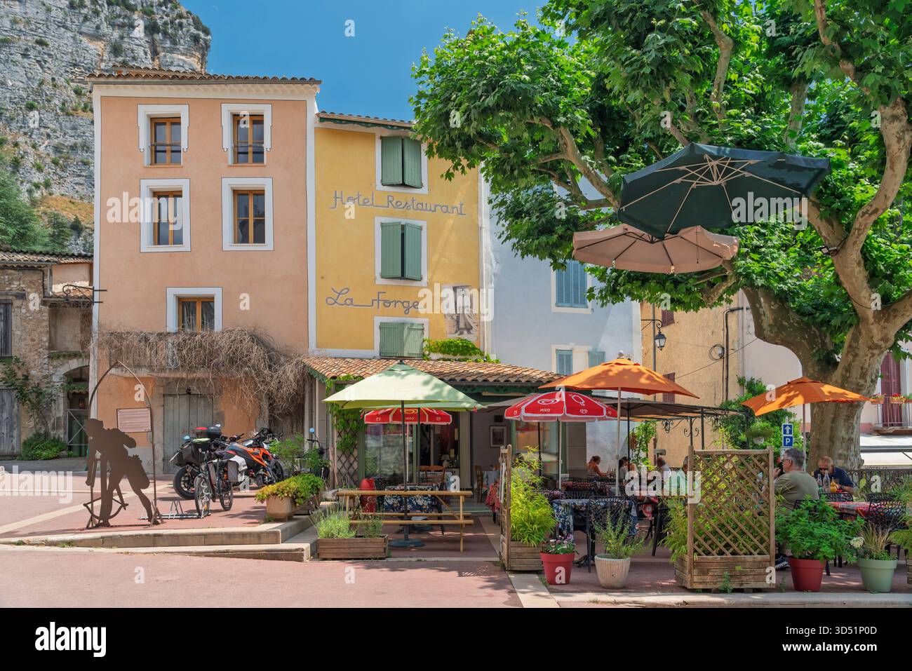 A street in the village of Castellane, Provence, France, Europe. Stock Photo