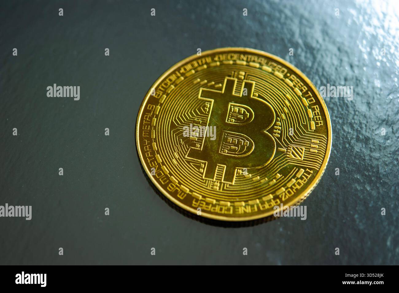 Golden Bitcoin token on a wallet. Digital currency. Cryptocurrency. Bitcoin  wallet Stock Photo - Alamy