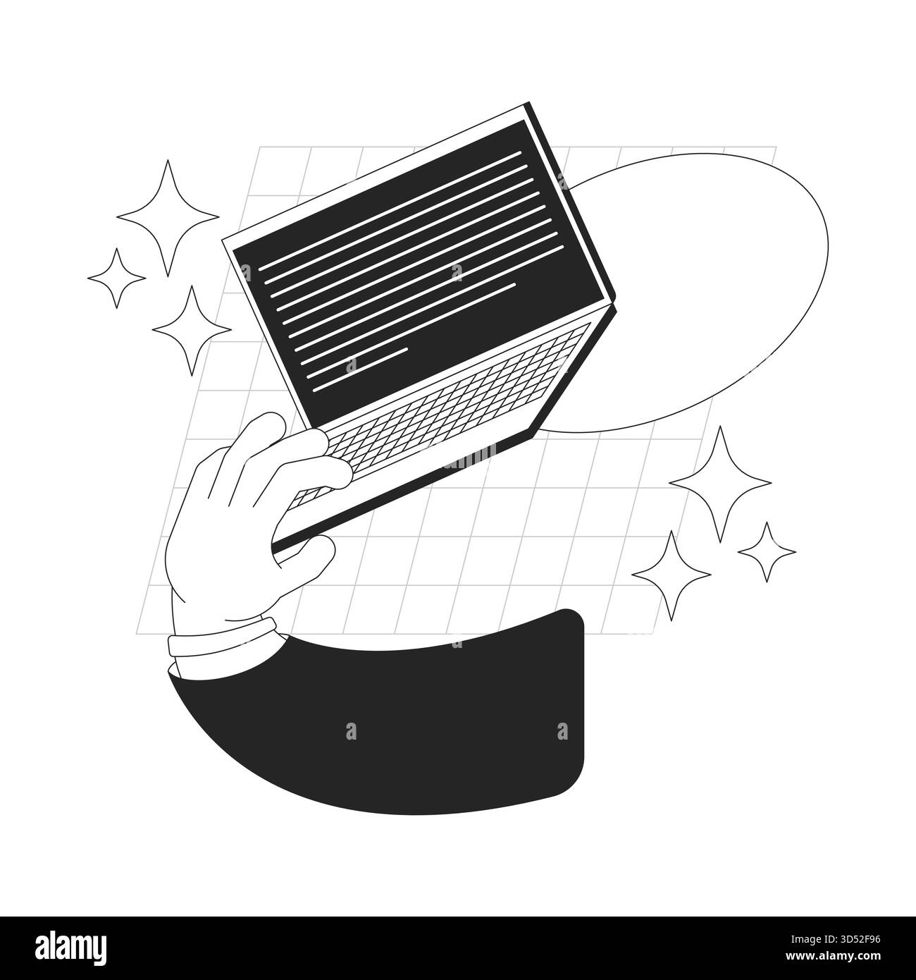 Working online line onboarding ui illustration Stock Vector