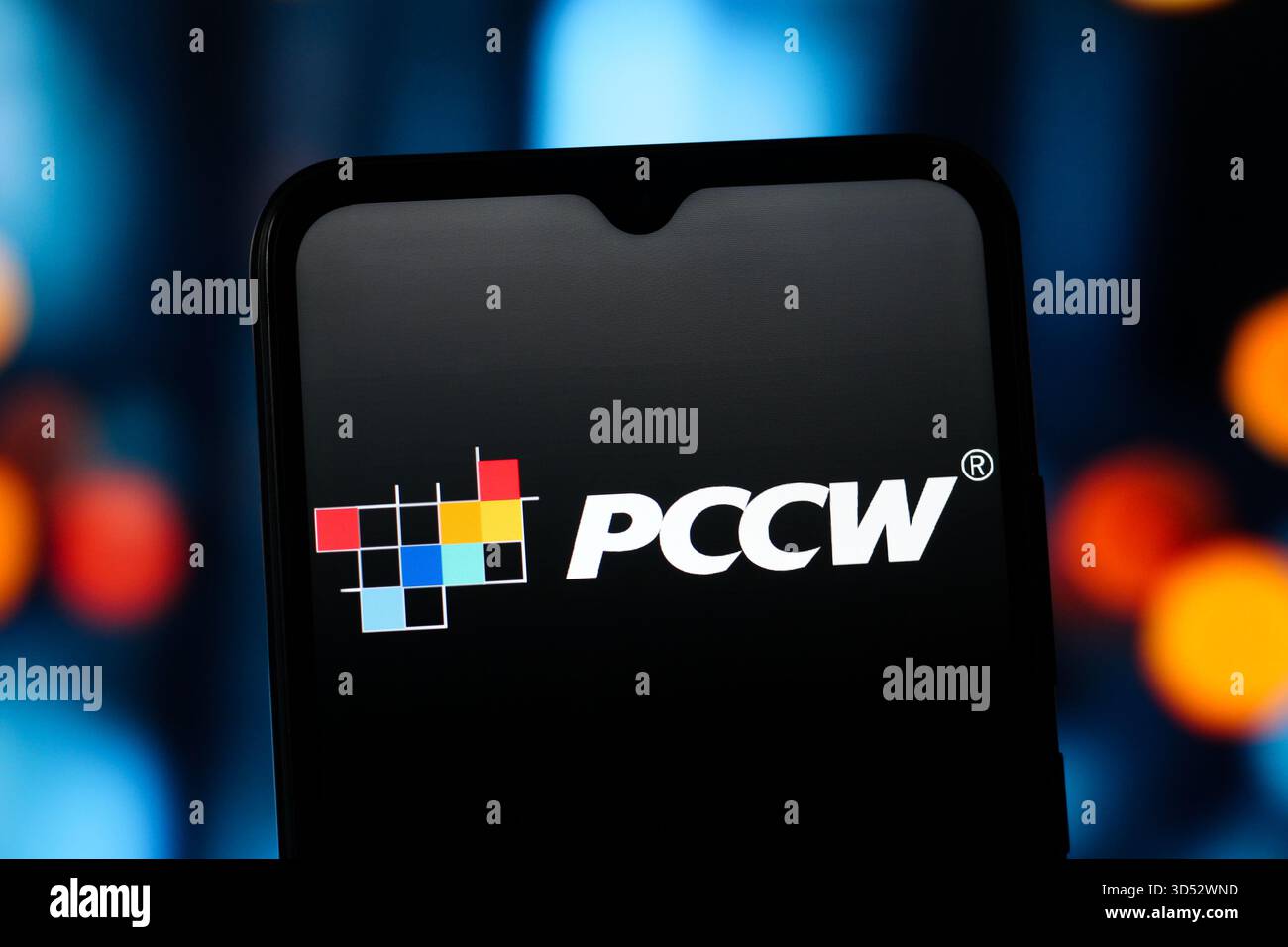 In this photo illustration, the PCCW logo is seen displayed on a ...