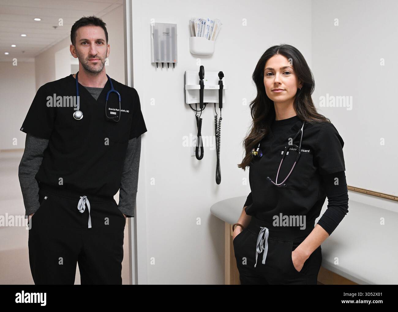 Dr. David Rothstein, left, and Dr. Alicia Lessard pose in an ...