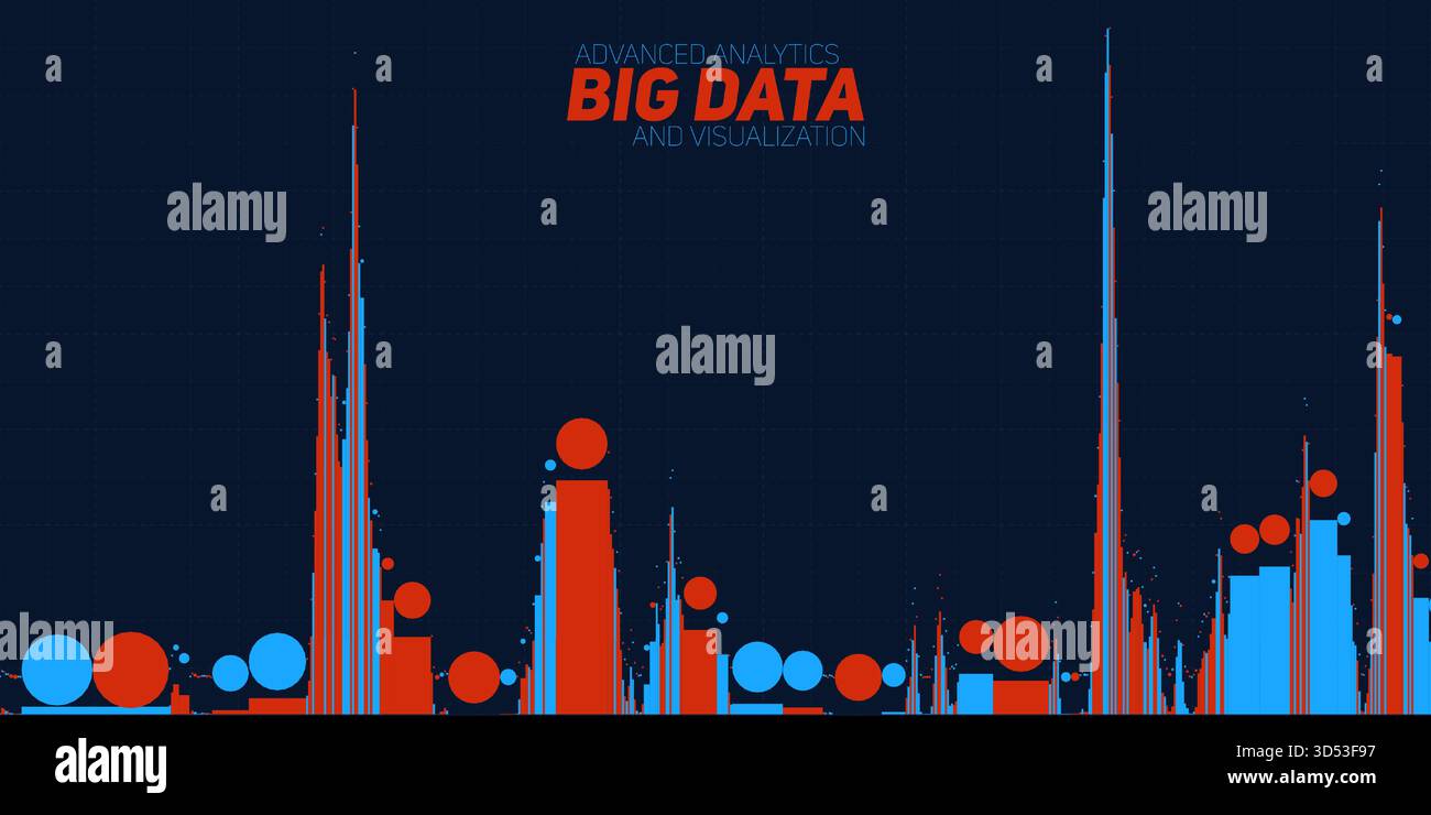 Vector abstract financial big data graph visualization. Stock index infographics aesthetic design. Visual information complexity. Intricate data Stock Vector