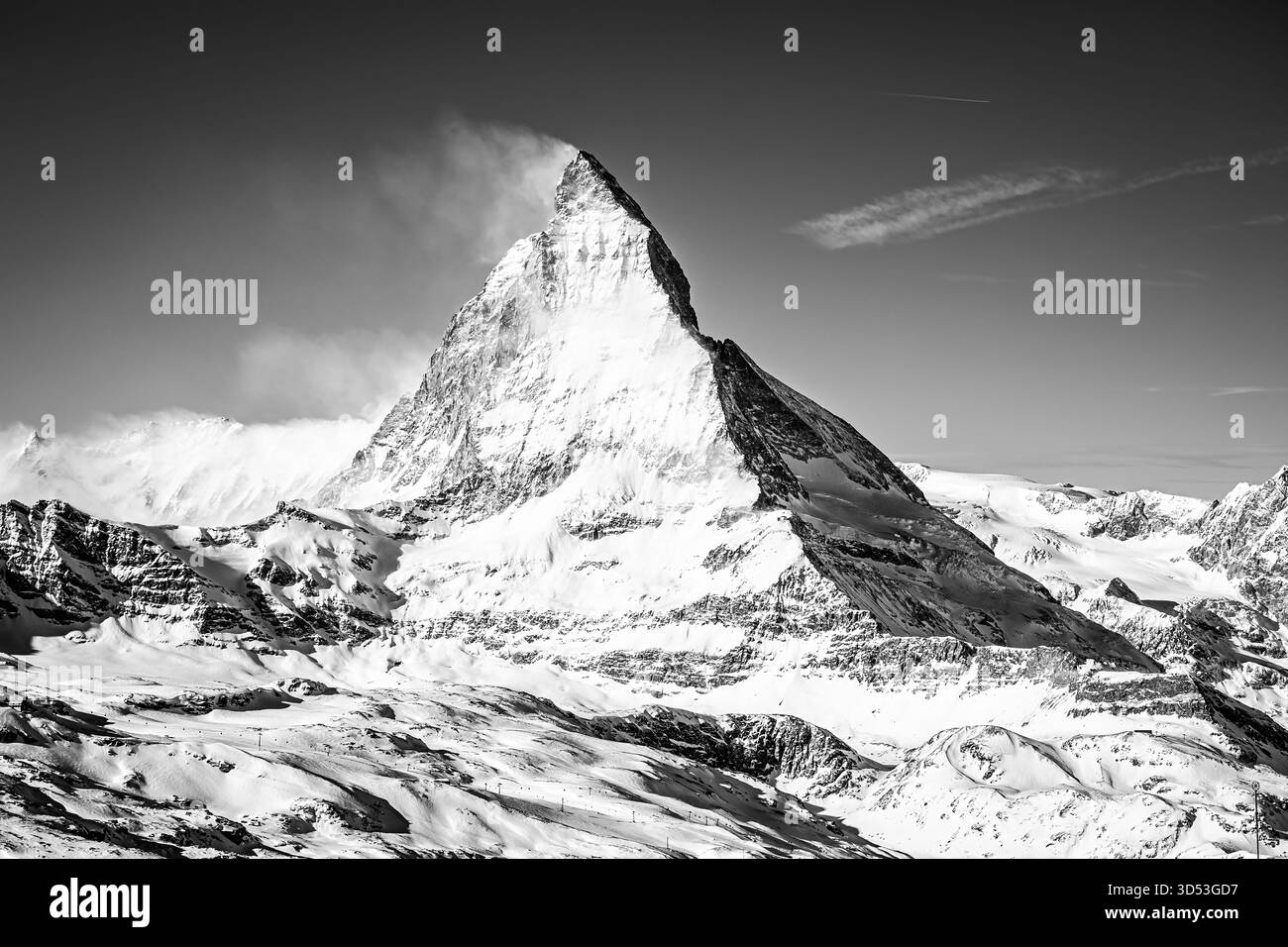 Aerial matterhorn peak alps Black and White Stock Photos & Images - Alamy