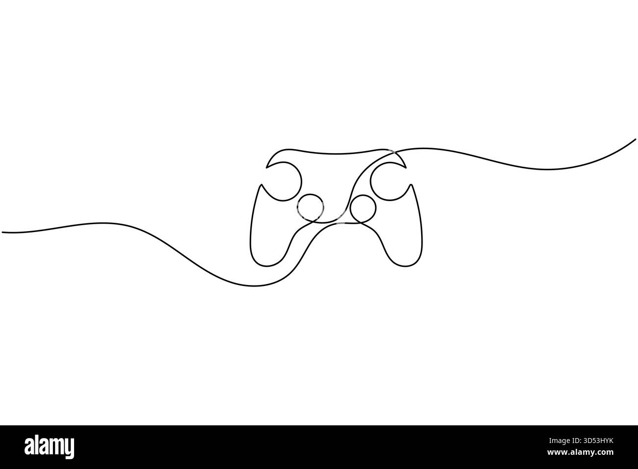 Continuous one line drawing of a game controller for gaming concept design Stock Vector