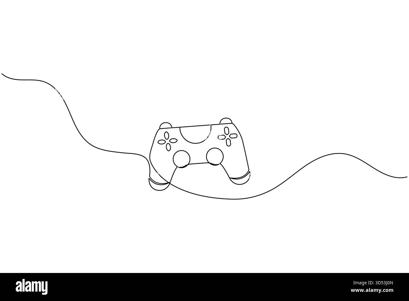 Continuous one line drawing of a game controller for gaming concept design Stock Vector