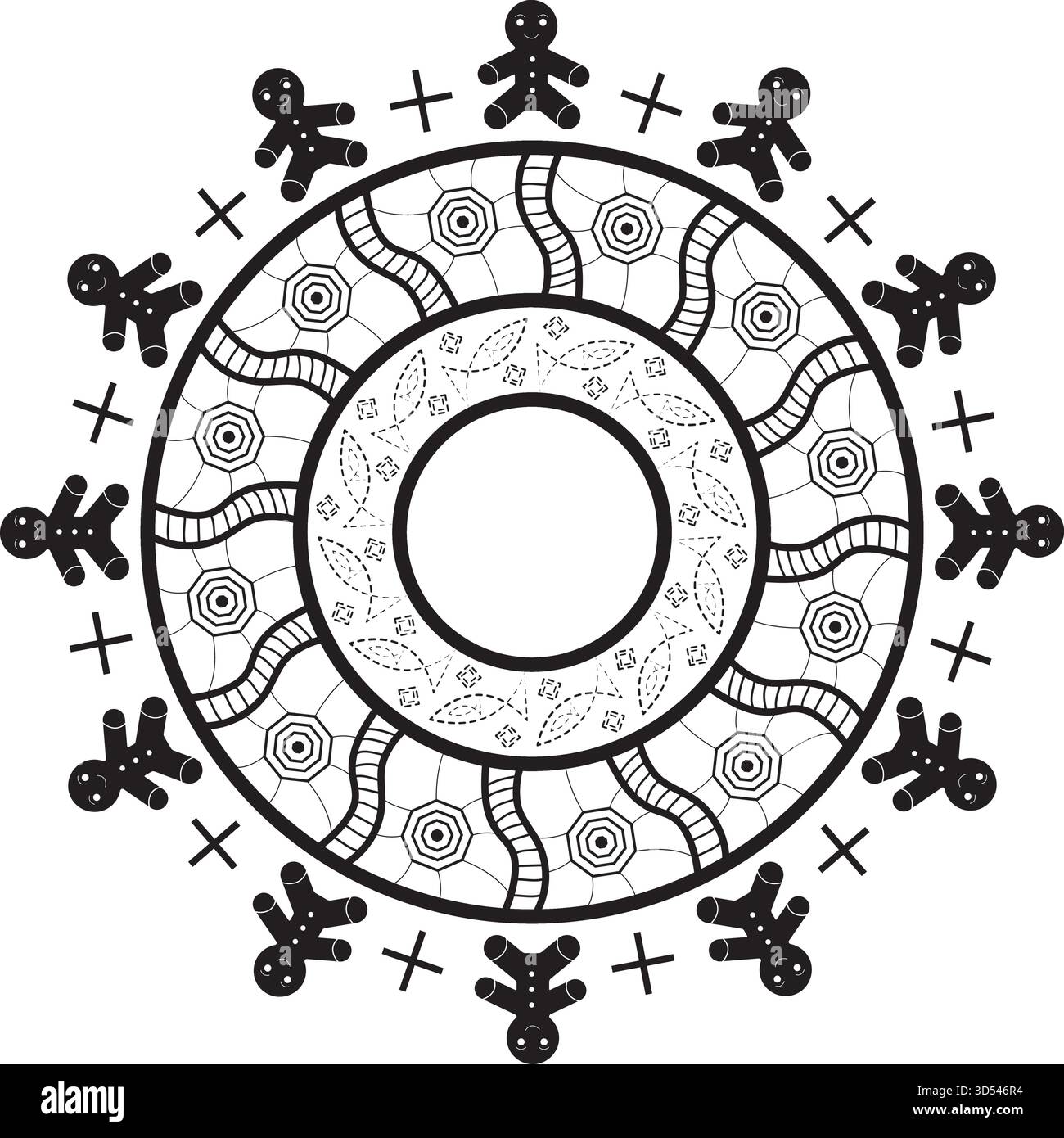 Gingerbread Man Mandala Vector for Cutting and Craft Projects. Stock Vector