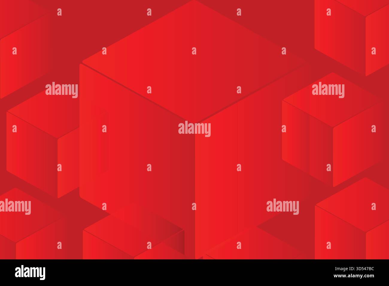 Modern and dynamic abstract red background with subtle isometric 3D cubes blocks pattern. Ideal for tech, data, business, or presentation backdrop. Stock Vector