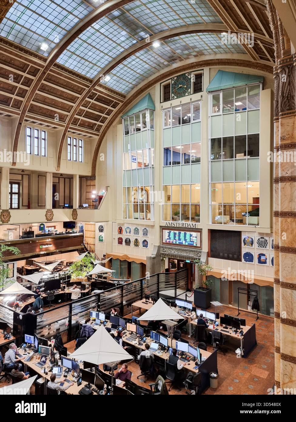 Interior of the historical Euronext Amsterdam stock exchange building by Architect Jos. Th. J. Cuypers , view on former trading floor - Smartphone Captured Stock Image