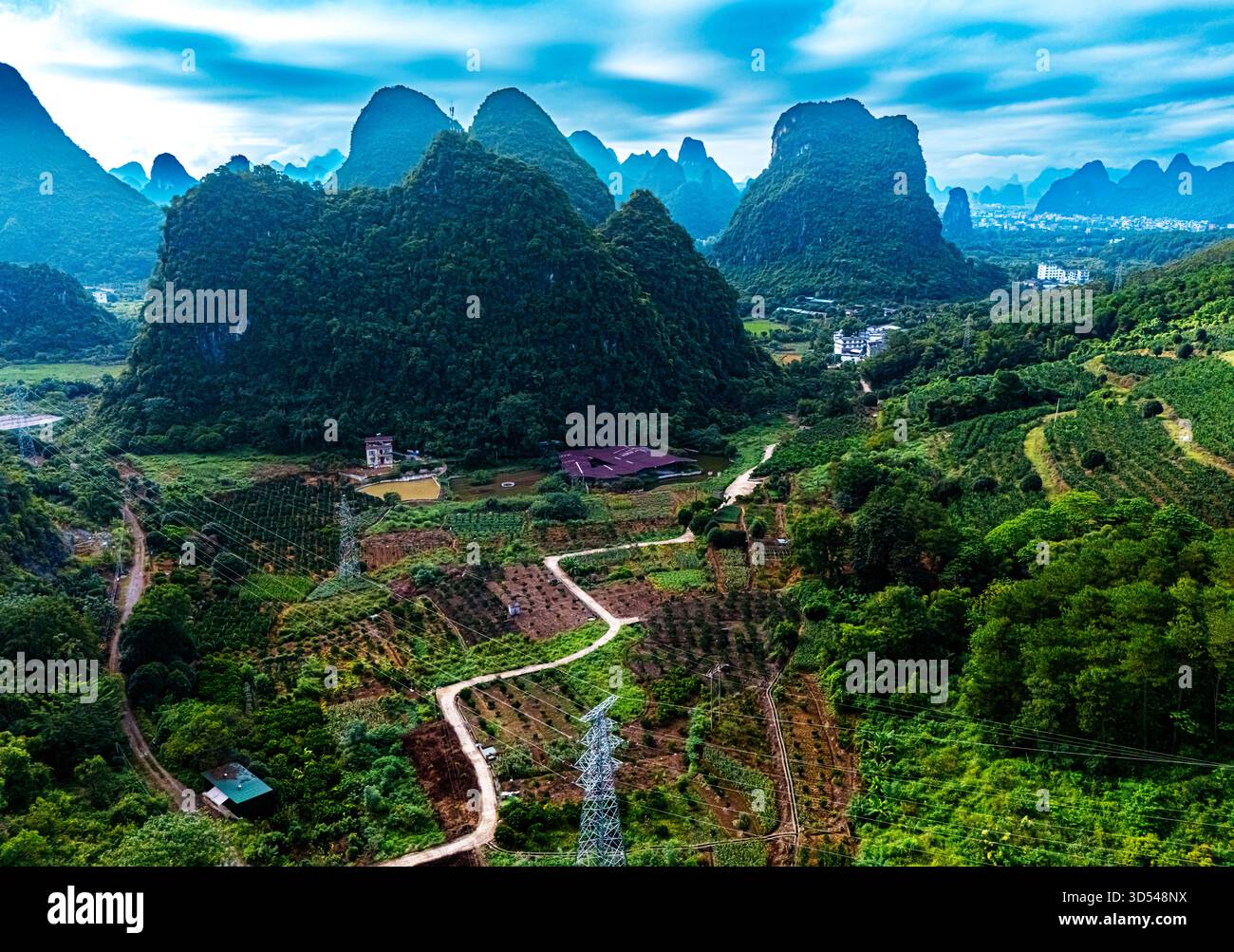 Landscape view near Yangshuo in the Guangxi Region, China Stock Photo