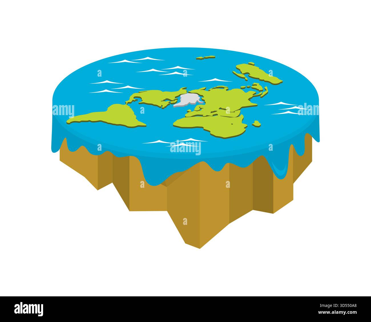 Flat Earth visualized with Semi Detailed Illustration Stock Vector