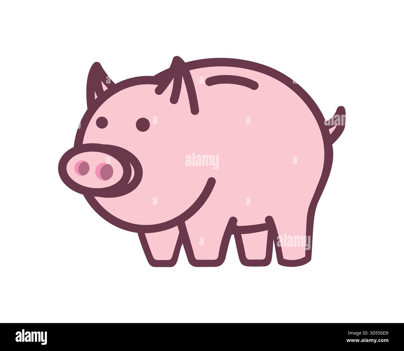 Piggy Bank Illustration visualized with Simple Illustration Stock Vector