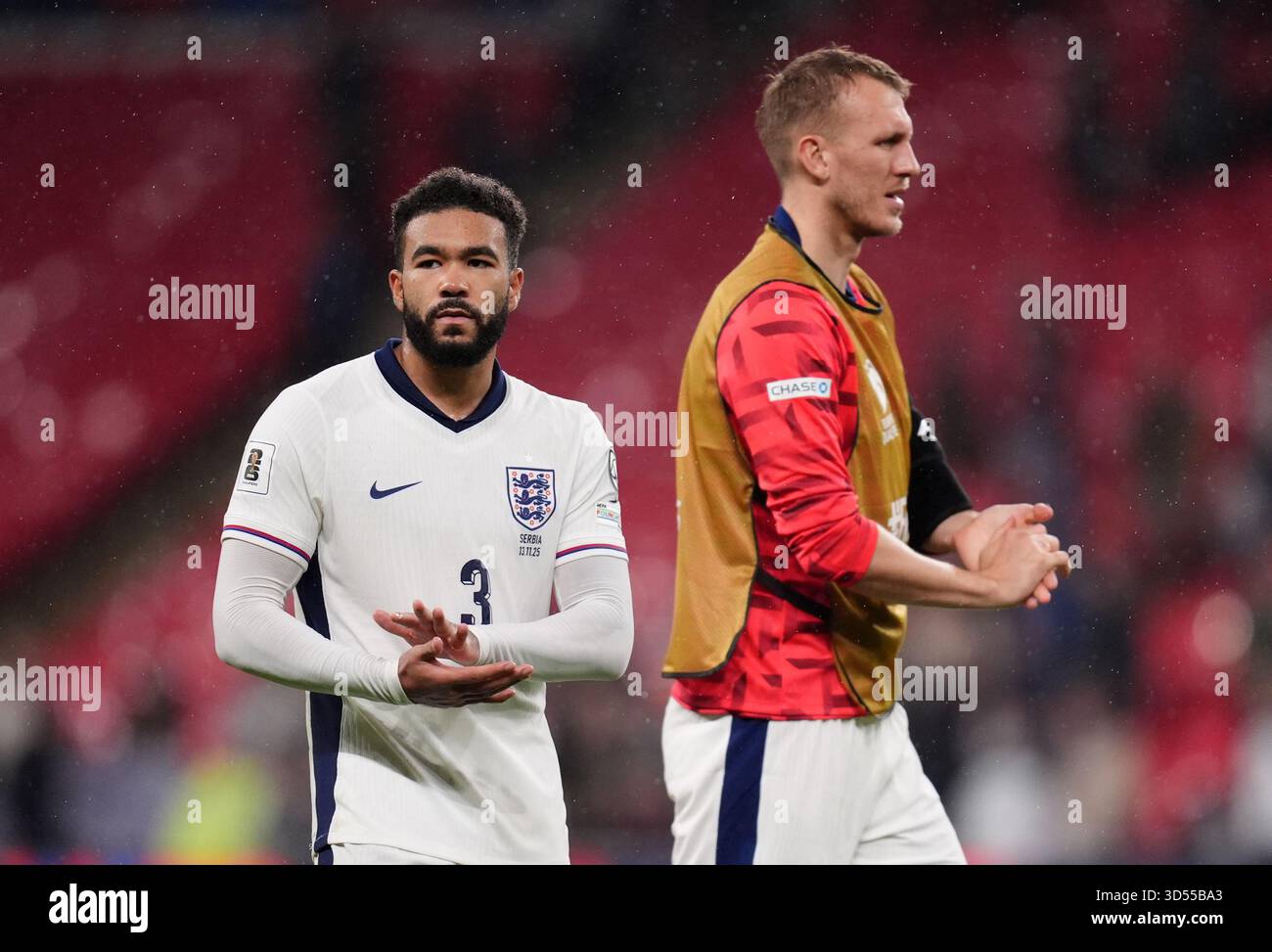 England's Reece James (left) and Dan Burn applaud the fans after the ...