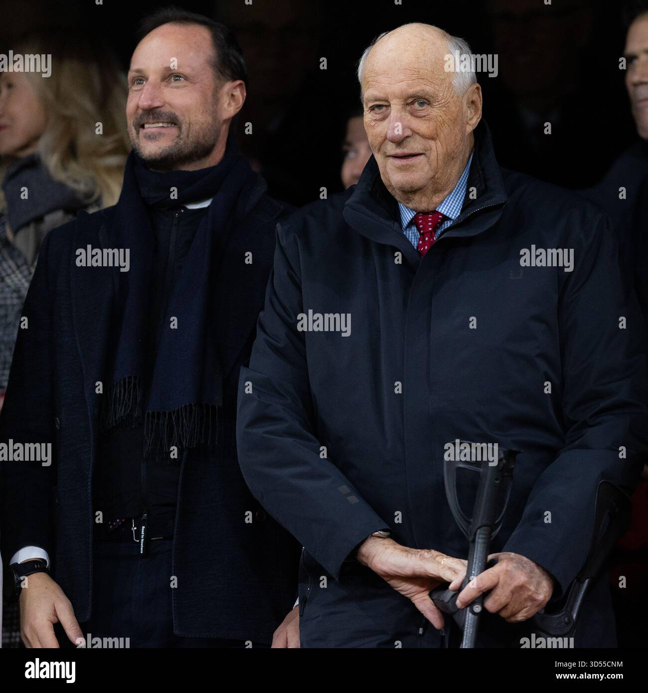 Oslo, Norway, 13 Nov 2025, King Harald V and Crown Prince Haakon of the Royal Family at World Cup Qualifier, Anne-Marie Forker/Alamy Live News Stock Photo