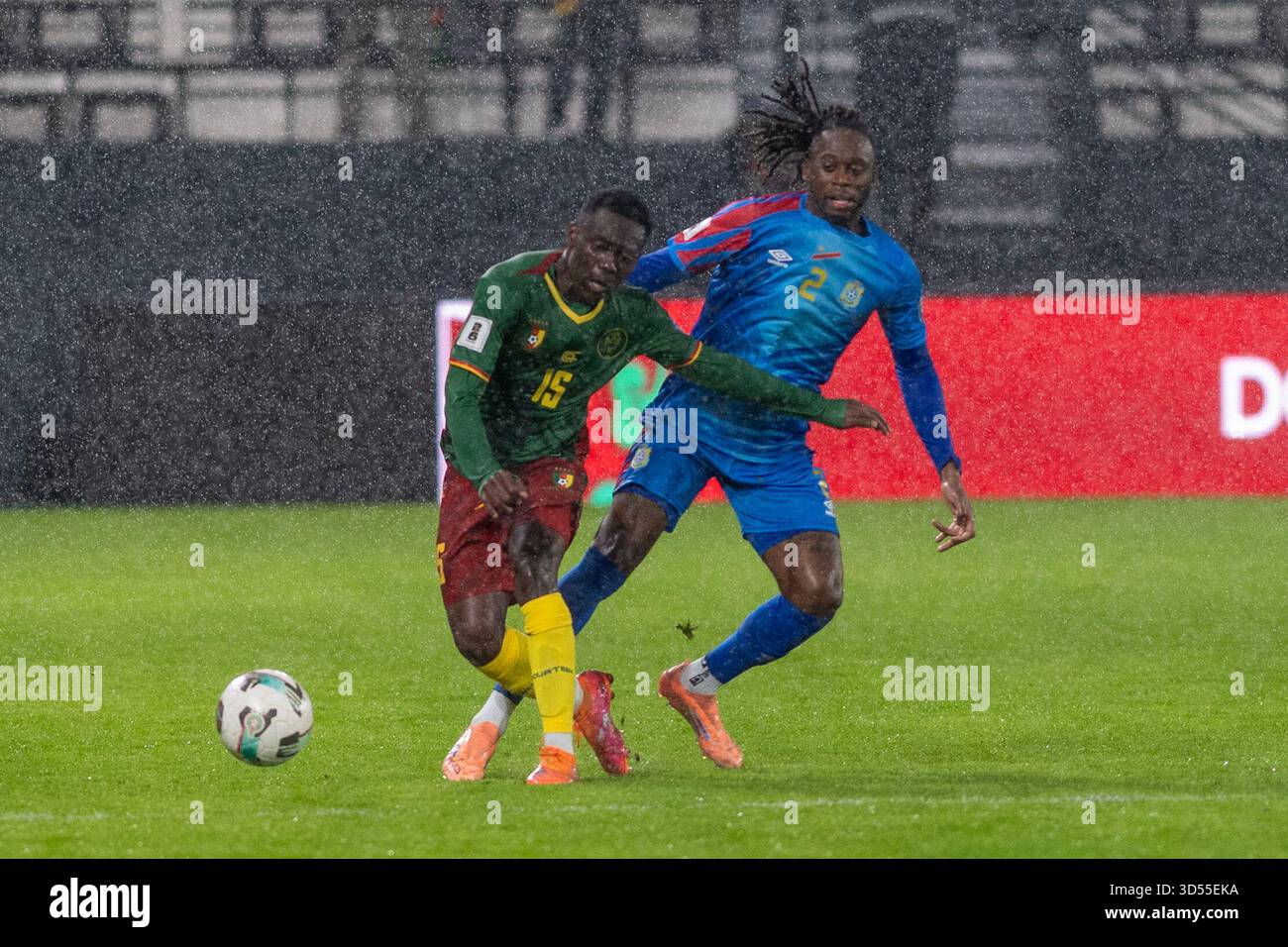 Congo's Aaron Wan-Bissaka challenges Cameroon's Arthur Avom Ebong ...