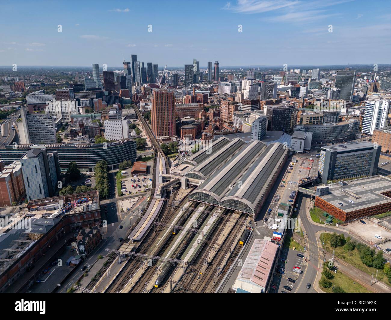 Aerial view of Manchester Piccadilly railway station and central ...