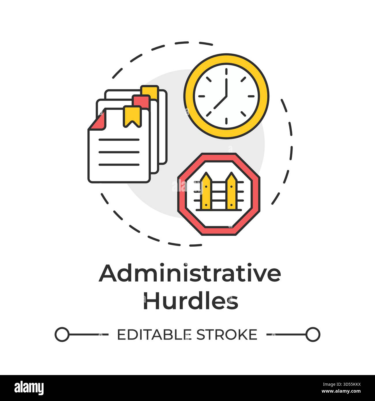 Administrative hurdles multi color concept icon Stock Vector