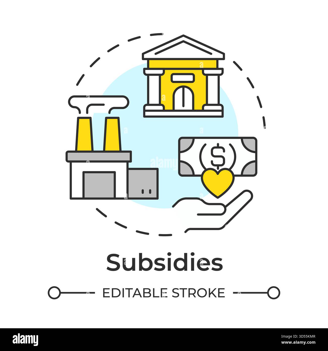 Subsidies multi color concept icon Stock Vector