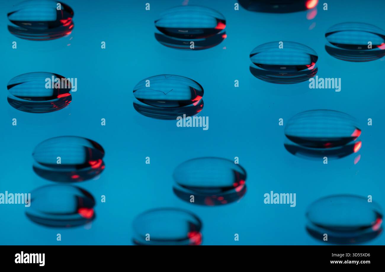 abstract bubles with blue background and lights Stock Photo