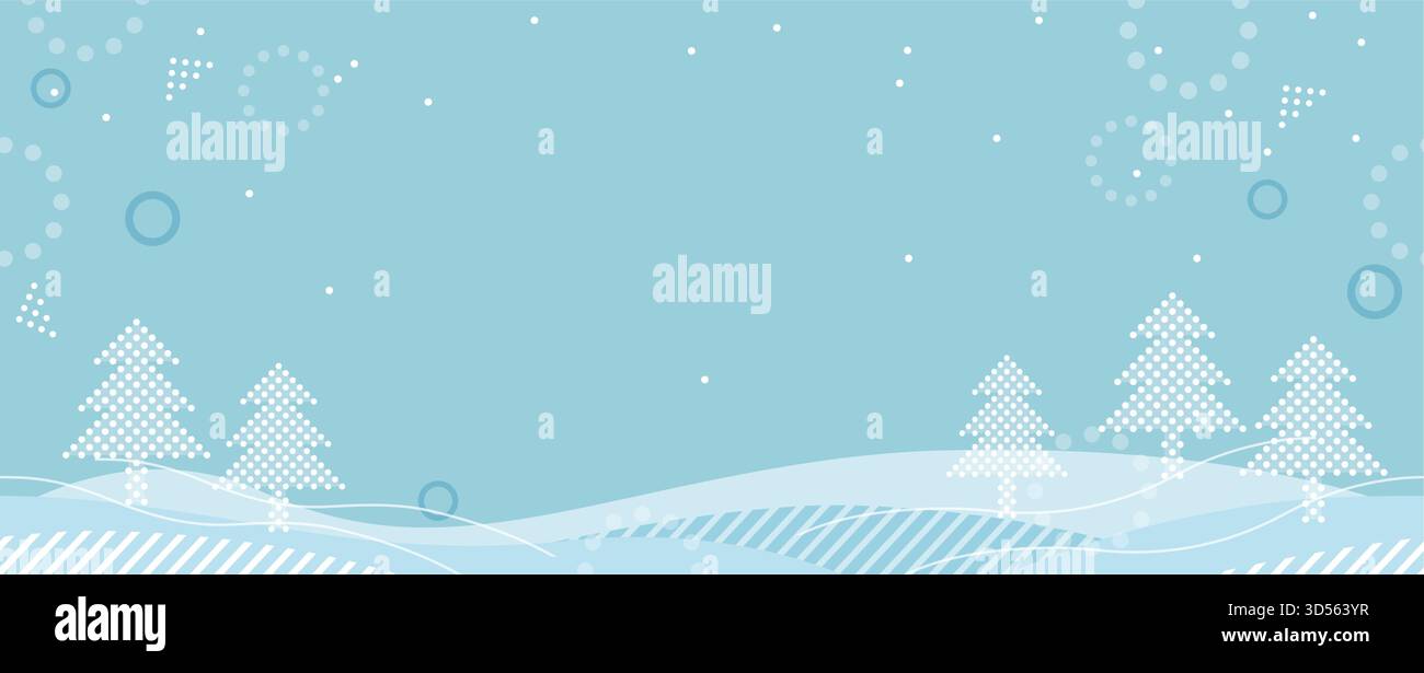 Seamless Snow-Covered Forest Landscape With Text Space, Vector Illustration. Horizontally Repeatable. Stock Vector